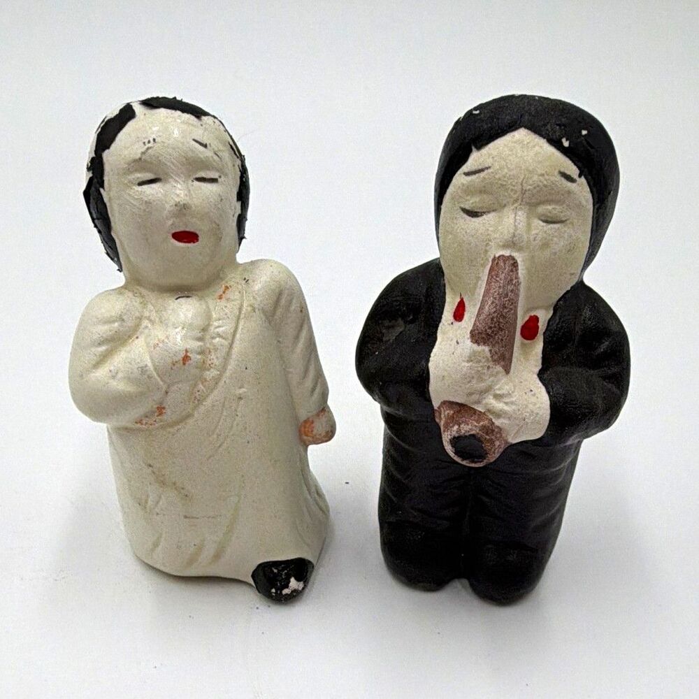 Vtg Singer & Sax Player Ceramic Novelty Salt & Pepper Shakers Set of 2